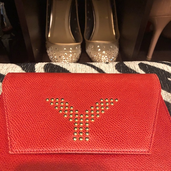 Authentic Yves Saint Laurent YSL red orange clutch - Picture 8 of 8